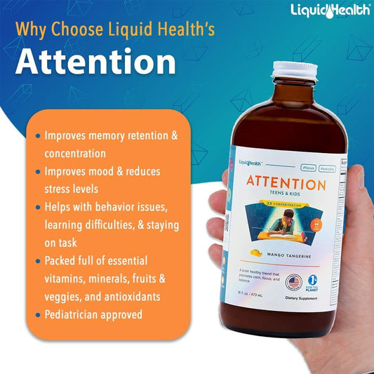 Liquidhealth Children'S Attention & Focus Liquid Vitamin Bundle With Children'S Complete Multiple, Attention Teens & Kids Supplement - Liquid Vitamins For Kids, Immune Support, Improves Focus, Non-Gmo