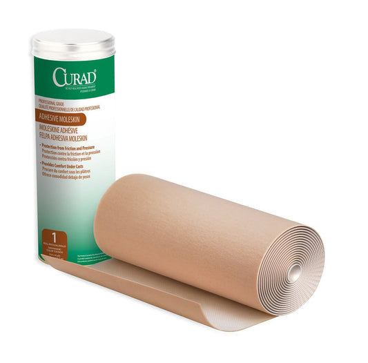 Curad Adhesive Moleskin Roll, Prevent Blisters, Corns and Calluses, 9"x4 YDS, 1 Roll : Health & Household