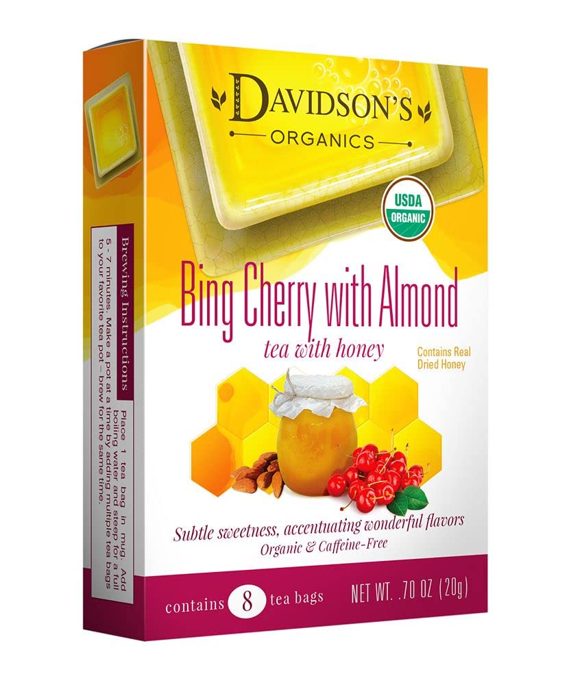 Davidson'S Organics, Bing Cherry With Almond, 8-Count Tea Bags, Pack Of 12