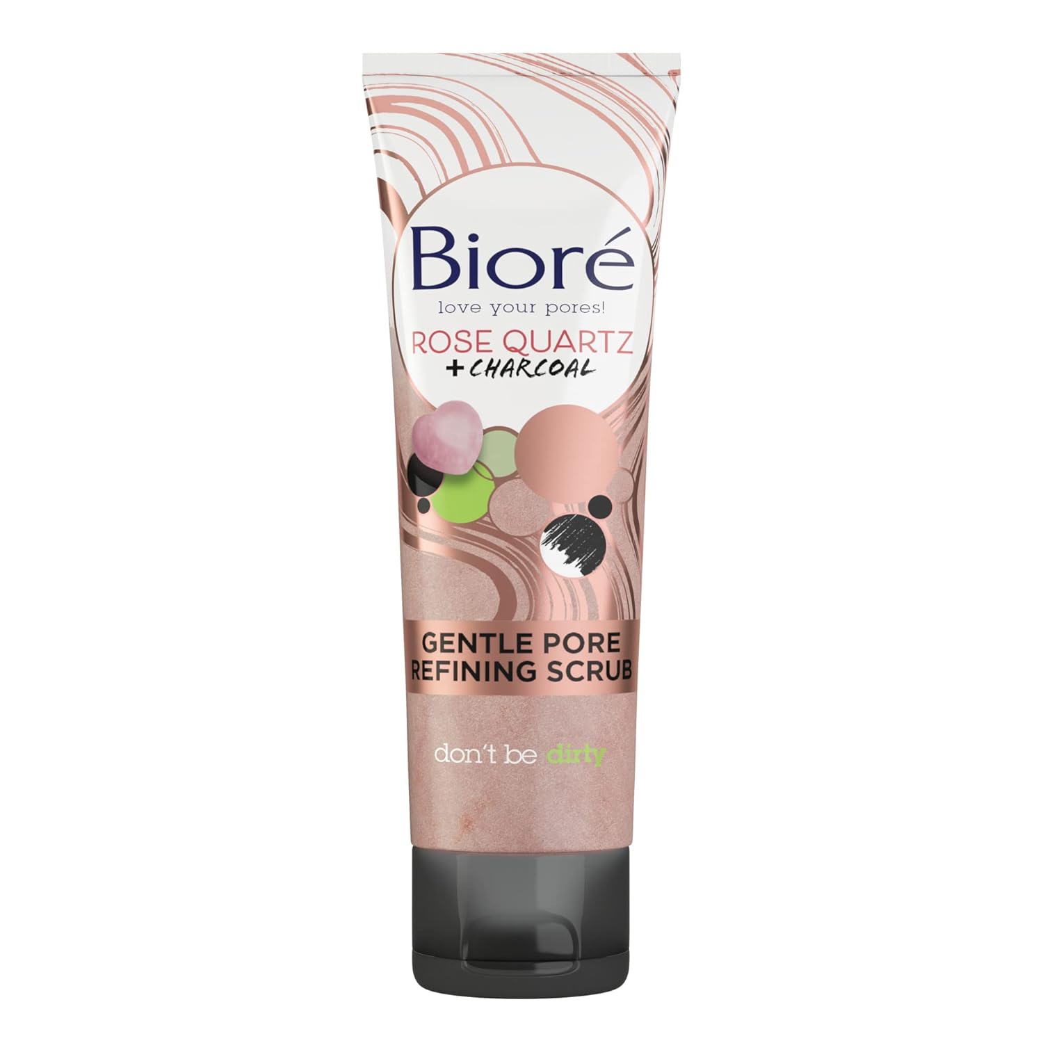 Bioré Rose Quartz + Charcoal Gentle Pore Refining Scrub, Pore Minimizing Facial Scrub, Oil Free, Dermatologist Tested, Non-Comedogenic, Cruelty Free, Vegan Friendly, 3-4 Oz Tubes