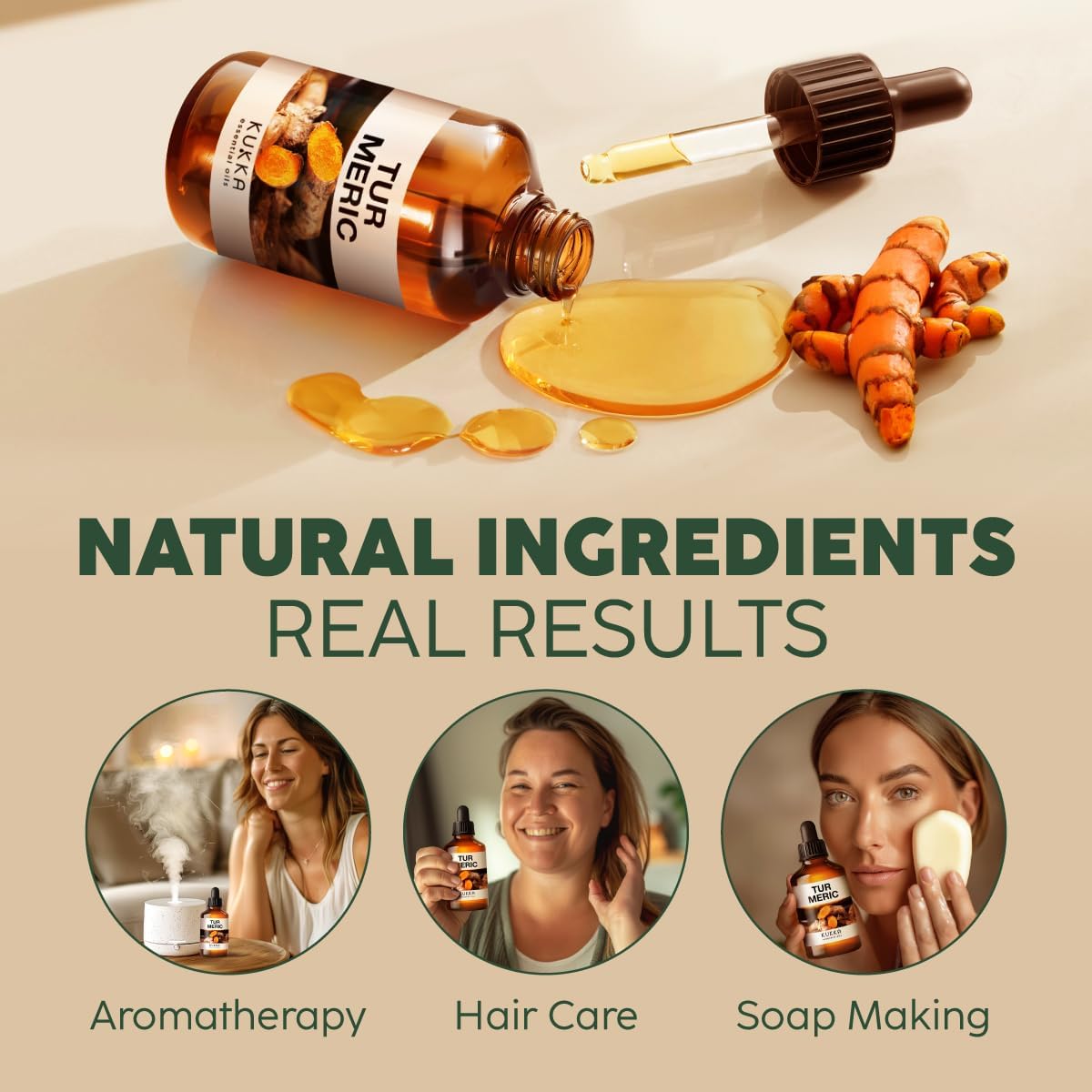 Kukka Turmeric Oil for Skin - 4 Fl Oz - 100% Pure Natural Turmeric Essential Oil for Diffuser - Turmeric Oil for Face Hair Aromatherapy Bath Bombs Soaps Making Scent - Turmeric for Body : Health & Household