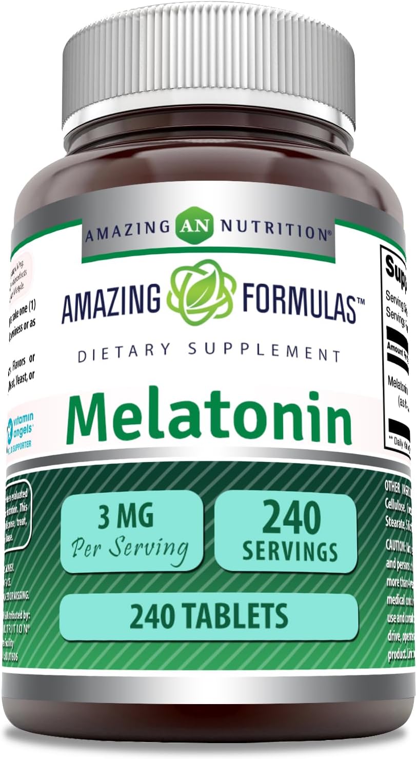 Amazing Formulas Melatonin Supplement | 3 Mg Per Serving | 240 Tablets | Non-Gmo | Gluten-Free | Made In Usa