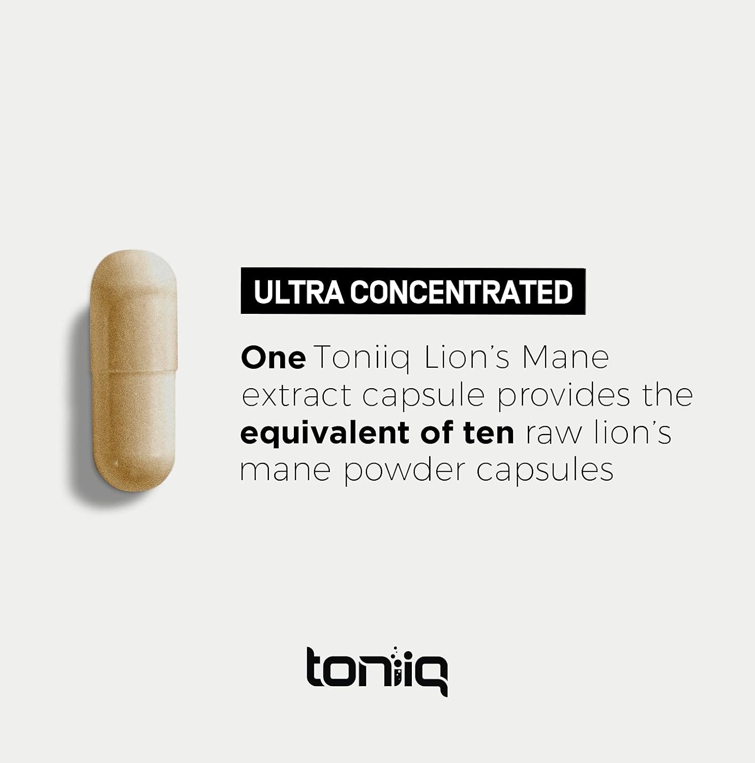 Toniiq 18,000mg 10x Concentrated Ultra High Strength Extract - Made with Organic Lions Mane - 30% Polysaccharides - Highly Concentrated and Bioavailable - 120 Veggie Capsules : Health & Household