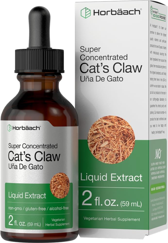 Horbäach Cats Claw Herb Extract Tincture | 2 Fl Oz | Alcohol Free | Vegetarian, Non-GMO, Gluten Free Liquid : Health & Household