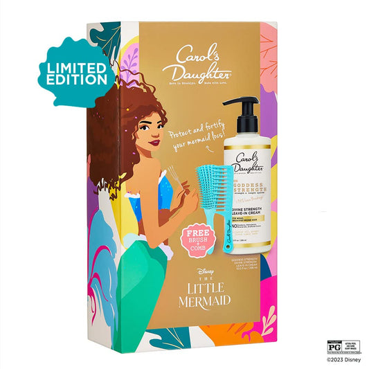 Carol'S Daughter And Disney'S The Little Mermaid Hair Care Gift Set For Curly Hair, Includes Goddess Strength Leave In Conditioner, Kid'S Brush And Comb, 10 Fl Oz