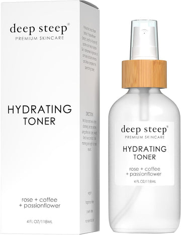 Deep Steep Hydrating Toner, 4 Oz – Cooling Facial Mist With Witch Hazel, Rose Water, Hyaluronic Acid, Aloe Vera & Glycerin – Vegan, Clean Beauty Skincare, Hydrated & Balanced Skin