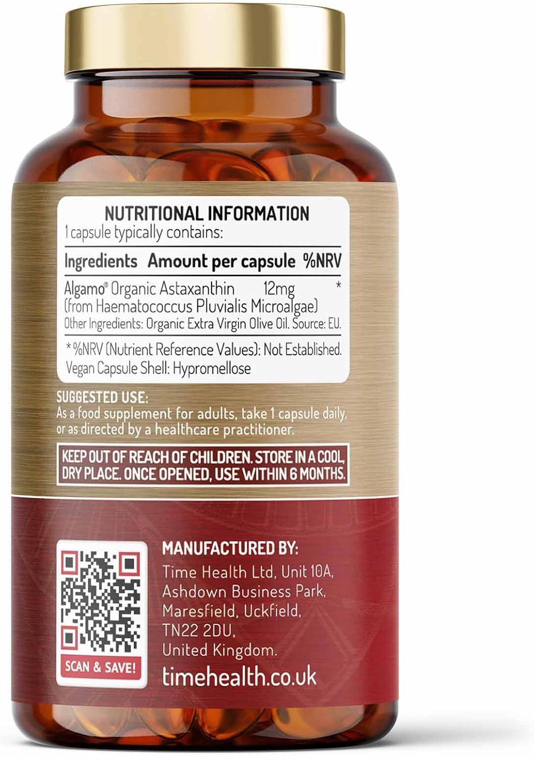New: Organic Astaxanthin Oil 12mg - High Strength - Pure & Natural Astaxanthin - 60 Capsules - Carrageenan Free - Premium Algamo® Oil - Haematococcus Pluvialis - UK Made - Zero Additives - EU Source : Amazon.co.uk: Health & Personal Care