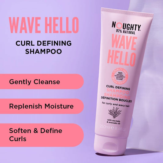 Noughty 97% Natural Wave Hello Shampoo And Conditioner Duo Curl Defining Sulphate Free Vegan Hair Care Set Vitamin Rich Formula For Curly & Wavy Hair, 250Ml