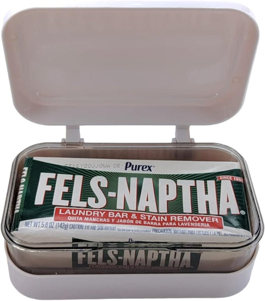 Bar Soap Fels Naptha Brown Heavy Duty Laundry Bar Soap & Stain Remover (5 oz) with BlehBlu Soap Box