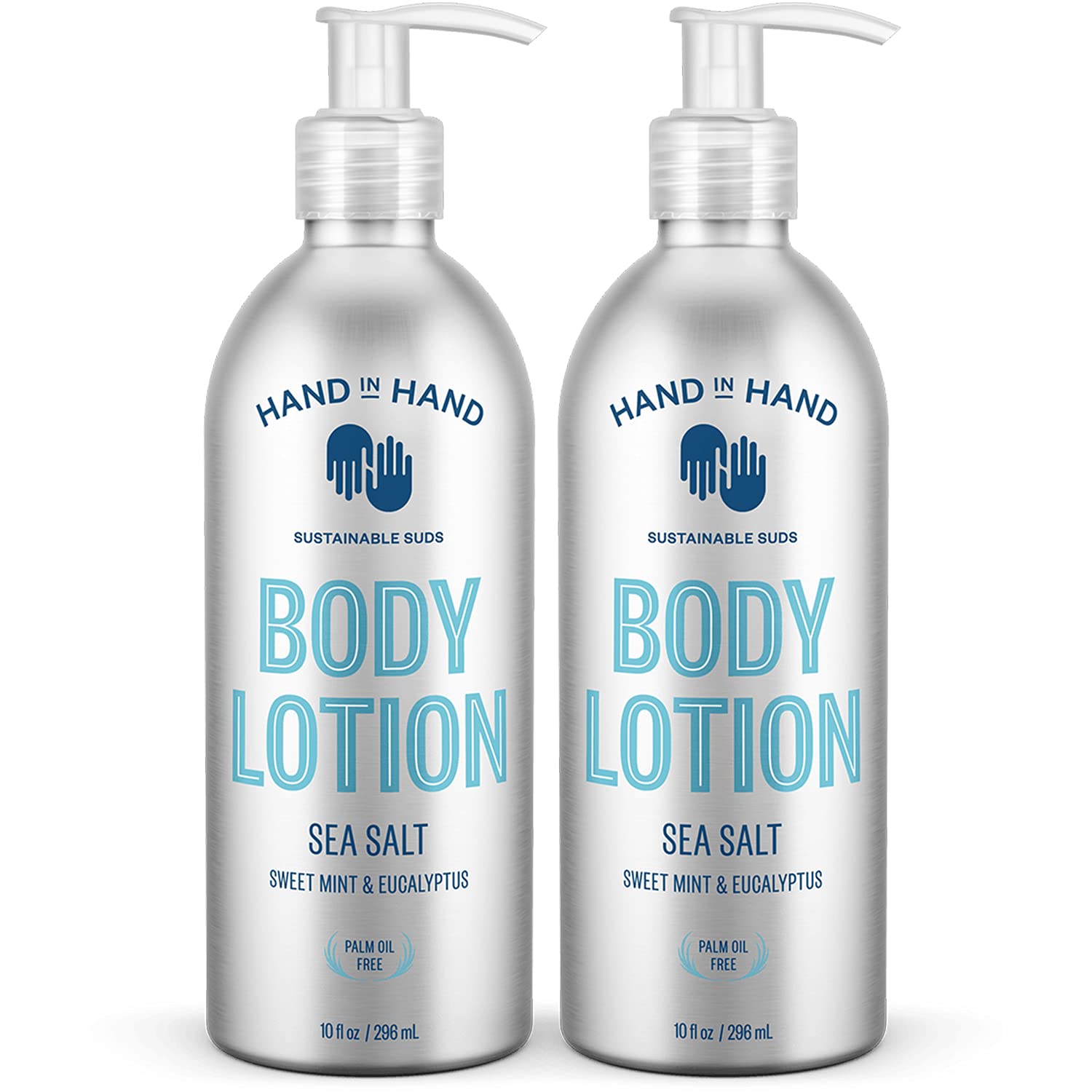 Hand In Hand Moisturizing Body Lotion, Dry Skin Lotion With Shea Butter, 10 Fl Oz, Sweet Mint & Eucalyptus, Sea Salt Scent, 2 Pack