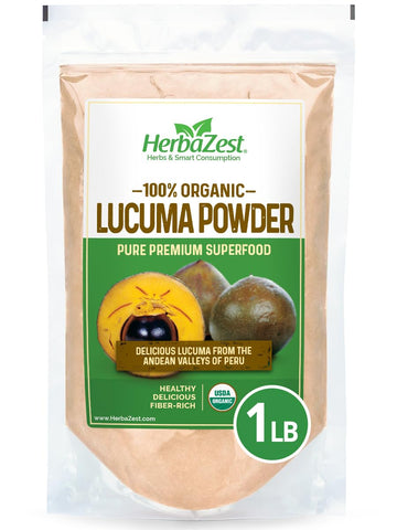 HerbaZest Lucuma Powder Organic - 1 LB - USDA Certified, Vegan & Gluten Free Superfood - Tasty Addition to Smoothies, Desserts, Ice Cream & More