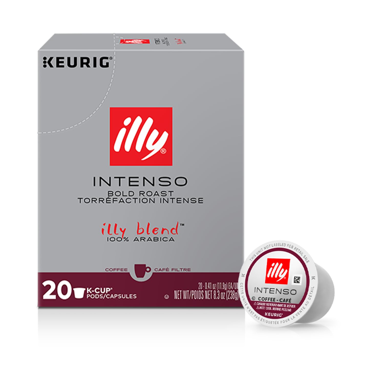 Illy Coffee K Cups - Coffee Pods For Keurig Coffee Maker – Intenso Dark Roast – Notes Of Cocoa & Dried Fruit - Bold, Flavorful & Full-Bodied Flavor Of Pods Coffee - No Preservatives – 20 Count