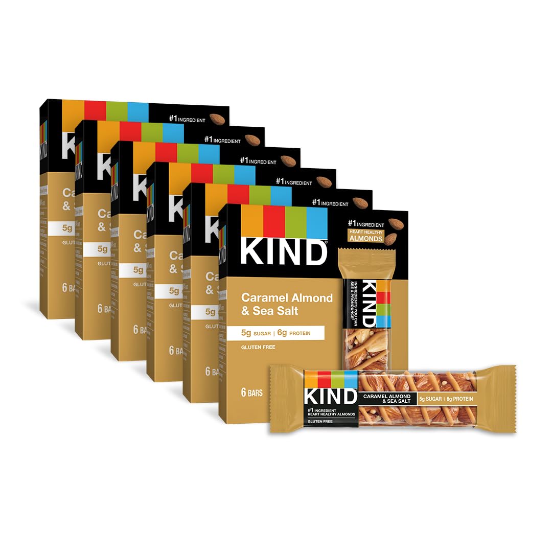 Kind Bars, Caramel Almond & Sea Salt, Healthy Snacks, Gluten Free, Low Sugar, 6G Protein, 36 Count