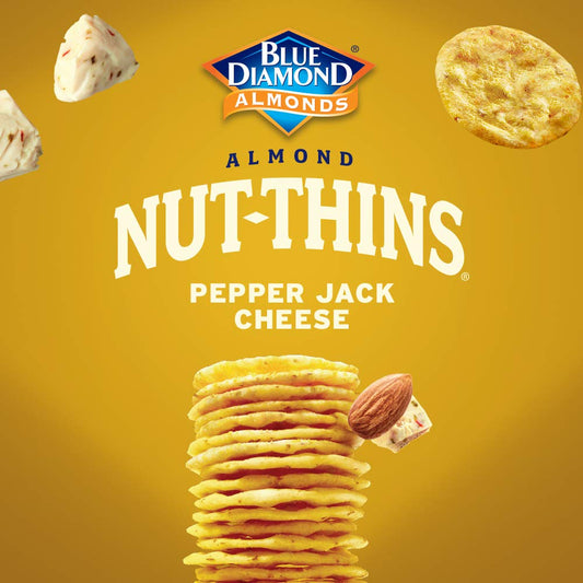 Blue Diamond Almond Nut Thins Cracker Crisps, Pepper Jack Cheese, 4.25 Ounce