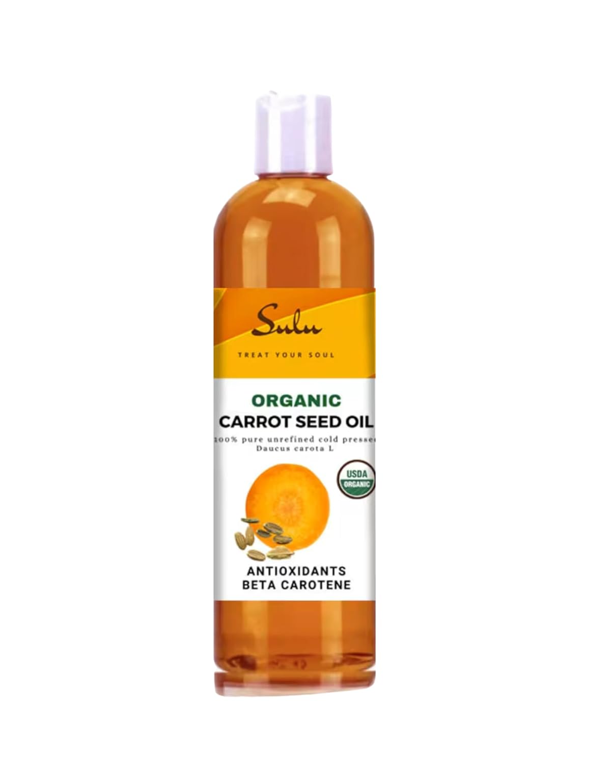 Sulu Organics 100% Pure Usda Organic Unrefined Cold Pressed Carrot Seed Oil (16 Fl.Oz)