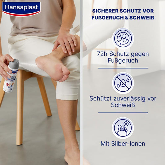 Hansaplast Silver Active Foot Spray 150 Ml Pack Of 1 Foot Spray Antiperspirant With 72 Hour Protection Against Foot Odour And Sweat, Active Complex With Silver Ions