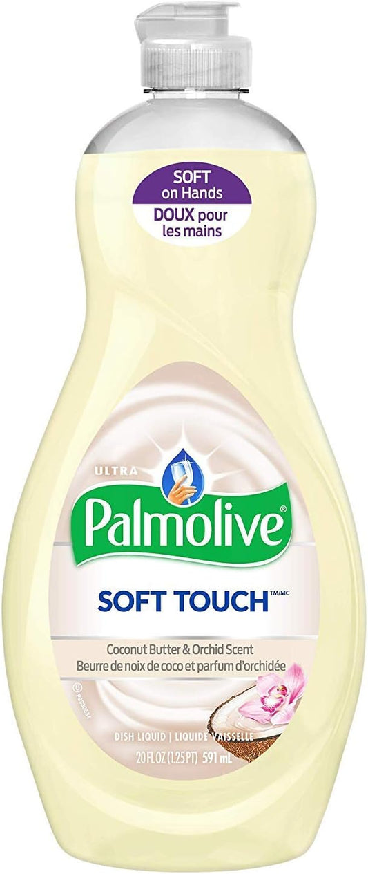 Palmolive Ultra Soft Touch Liquid Dish Soap | Soft Touch on Hands | Tough-on-Grease | Concentrated Formula | Coconut Butter & Orchid Scent - 20 Ounce Bottle (Pack of 2) : Health & Household