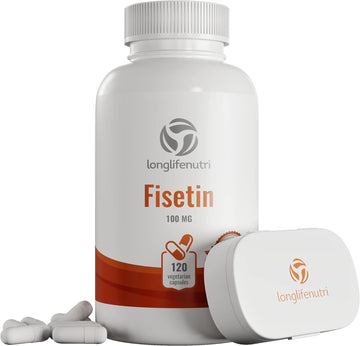 Fisetin Supplement 100Mg 120 Vegetarian Capsules | Natural Bioflavonoid Polyphenols | Aging And Longevity Powder Pills | Senolytic Sirtuin Activator | Energy Levels | Rhus Succedanea