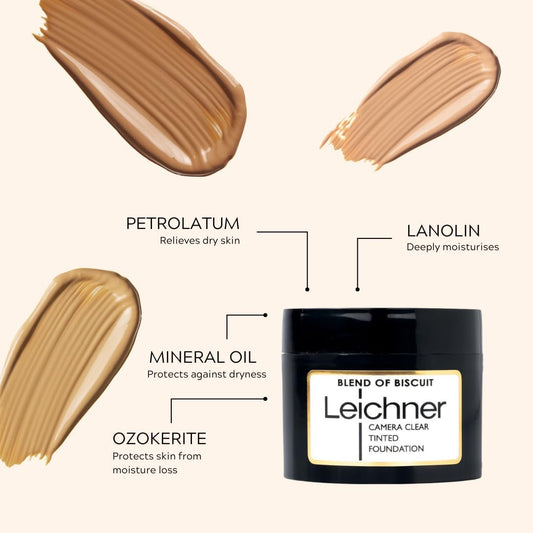Leichner Camera Clear Tinted Foundation – Biscuit | 30Ml | Professional Full-Coverage & Moisturising Formula