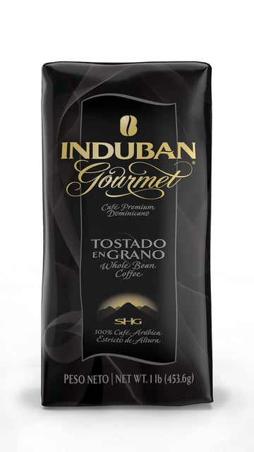 Induban Gourmet, 16 oz Bag, Whole Bean Coffee, Medium Roast - Premium 100% Arabica Coffee from the Dominican Republic (Pack of 1)