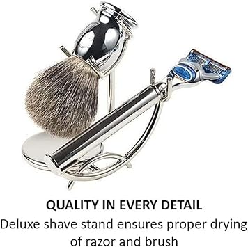 Parker’S Luxurious 3-Piece Shave Set With Gillette Fusion 5-Blade Cartrdige Compatible Razor Handle, Badger Brush & Deluxe Stand : Beauty & Personal Care