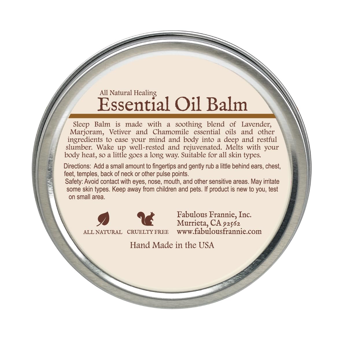 Fabulous Frannie Kid'S Peace & Calm All Natural Essential Oil Healing Balm Made With Sunflower Oil, Coconut Oil, Shea Butter, Beeswax, Soy Wax, Aloe Vera And Pure Essential Oils 3.5Oz Tin : Beauty & Personal Care