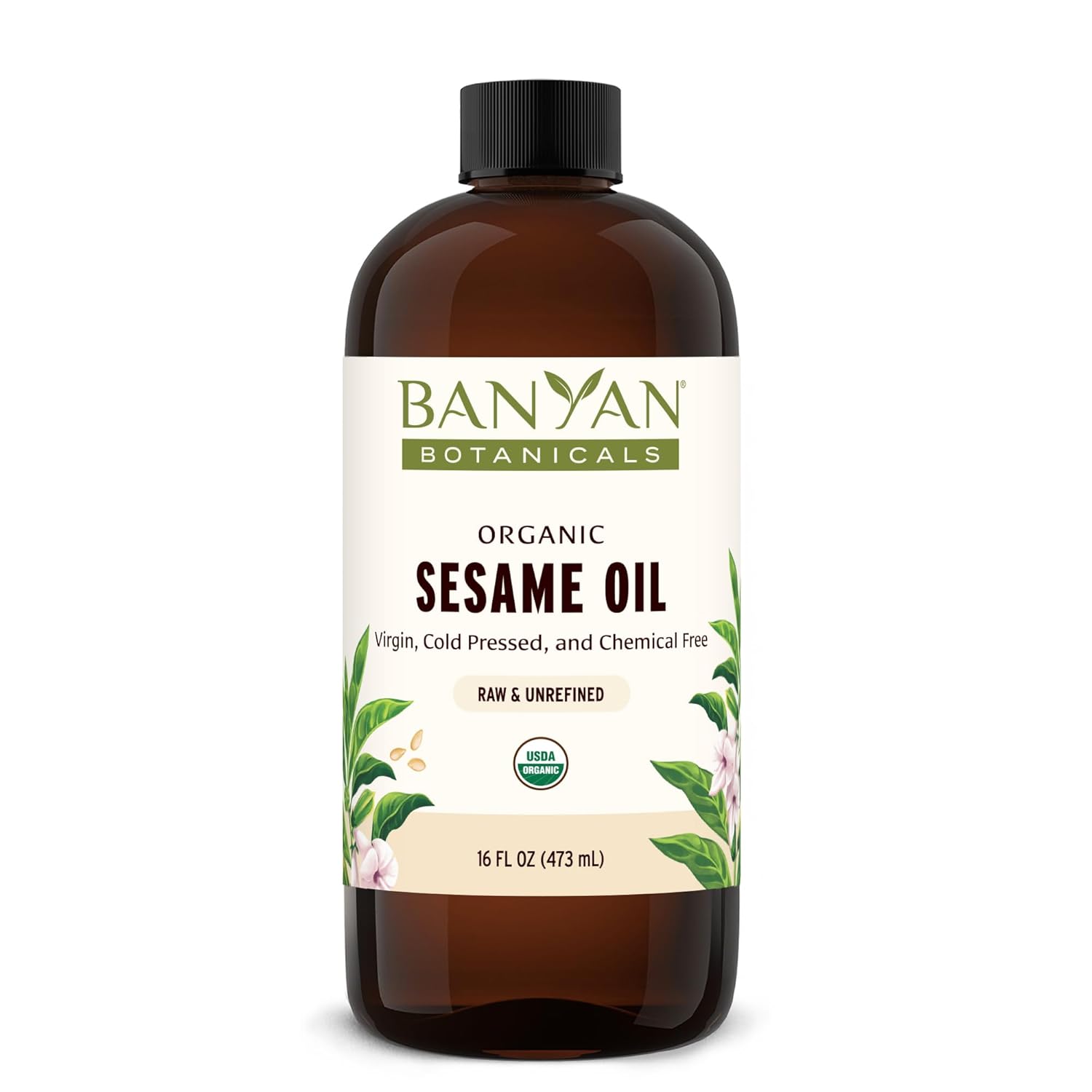 Banyan Botanicals Sesame Oil – Organic & Unrefined Ayurvedic Oil For Skin, Hair, Oil Pulling & More – Multiple Sizes – 34Oz. – Non Gmo Sustainably Sourced Vegan