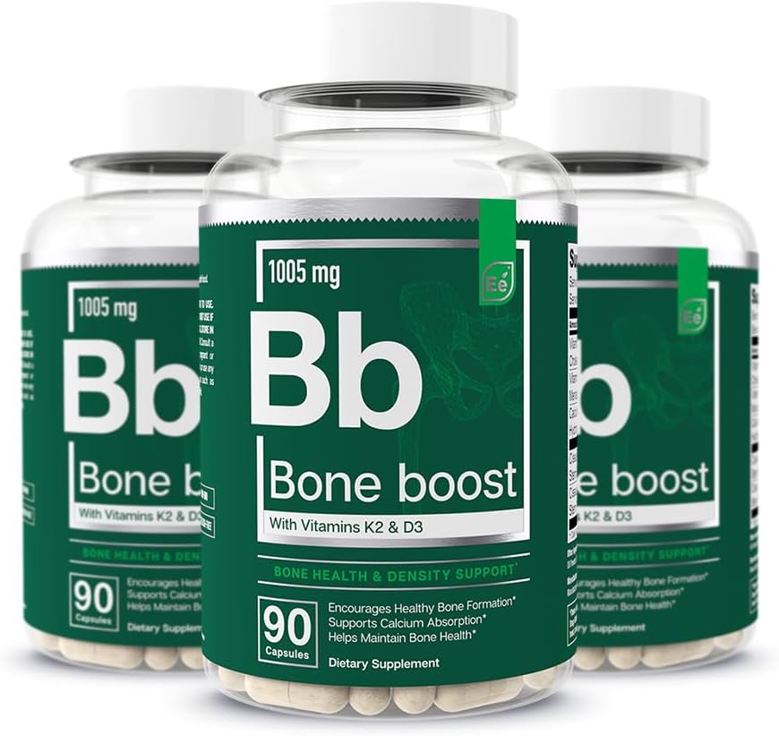 Essential Elements Bone Boost Bone Health Supplement - Bone Support And Calcium Supplement With Vitamin D 3, K2, Cissus Quadrangularis For Bone Strength - 270 Capsules (90 Day Supply) (3-Pack)