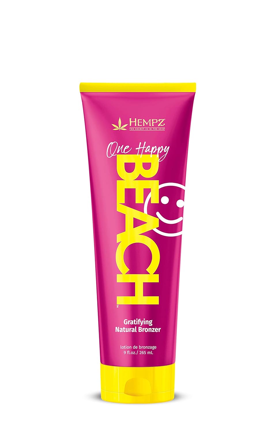 Hempz Tanning Lotion - One Happy Beach Gratifying Natural Bronzer - Moisturizing Self-Tanning Lotion For Tanning Beds, Beach, Sun - 9 Fluid Ounces