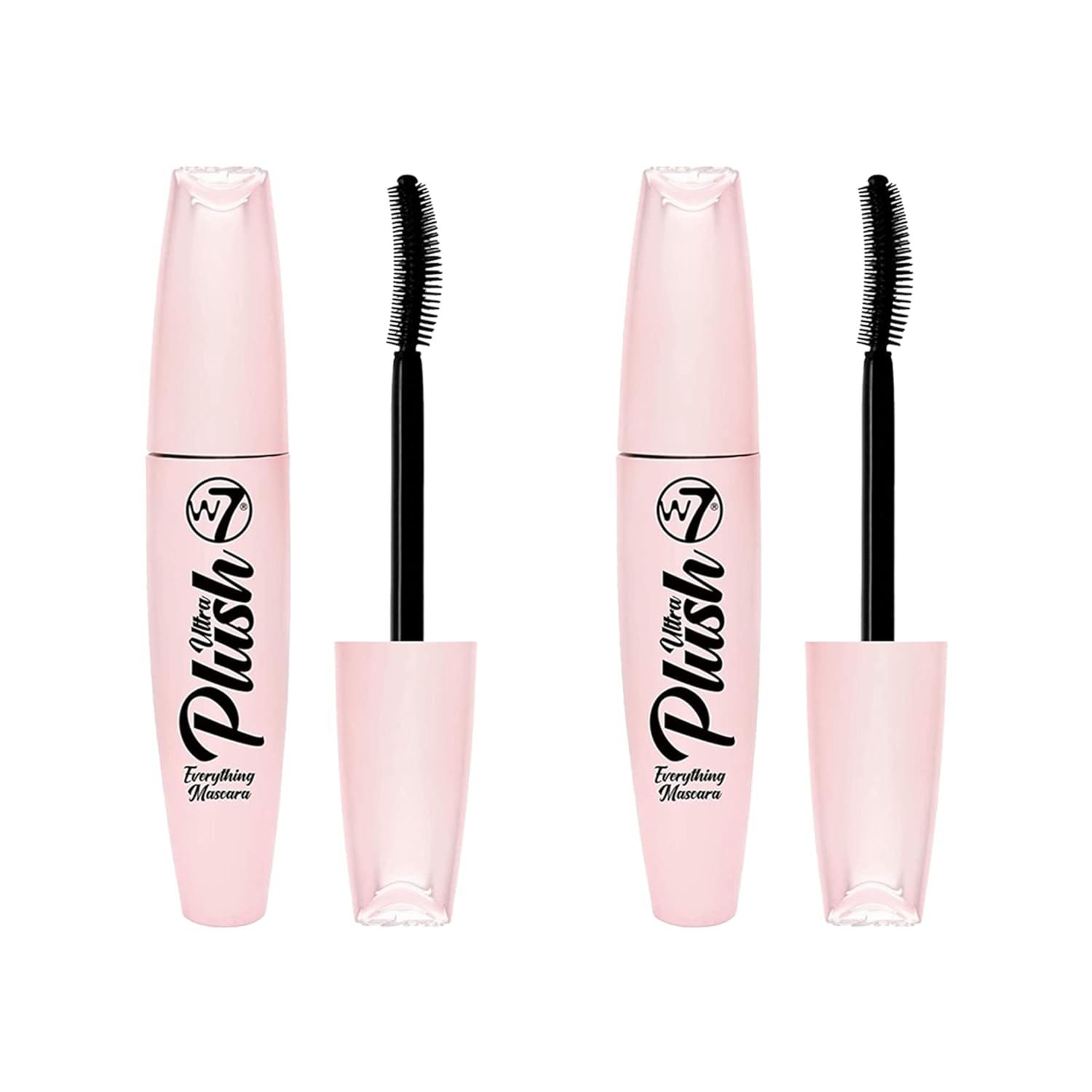 W7 | Ultra Plush Mascara | Long-Lasting, Smudge-Proof and Water-Resistant Formula | Black Mascara With Curved Shaped Brush For Definition And Length | Cruelty Free Eye Makeup For Women | 2 Pack