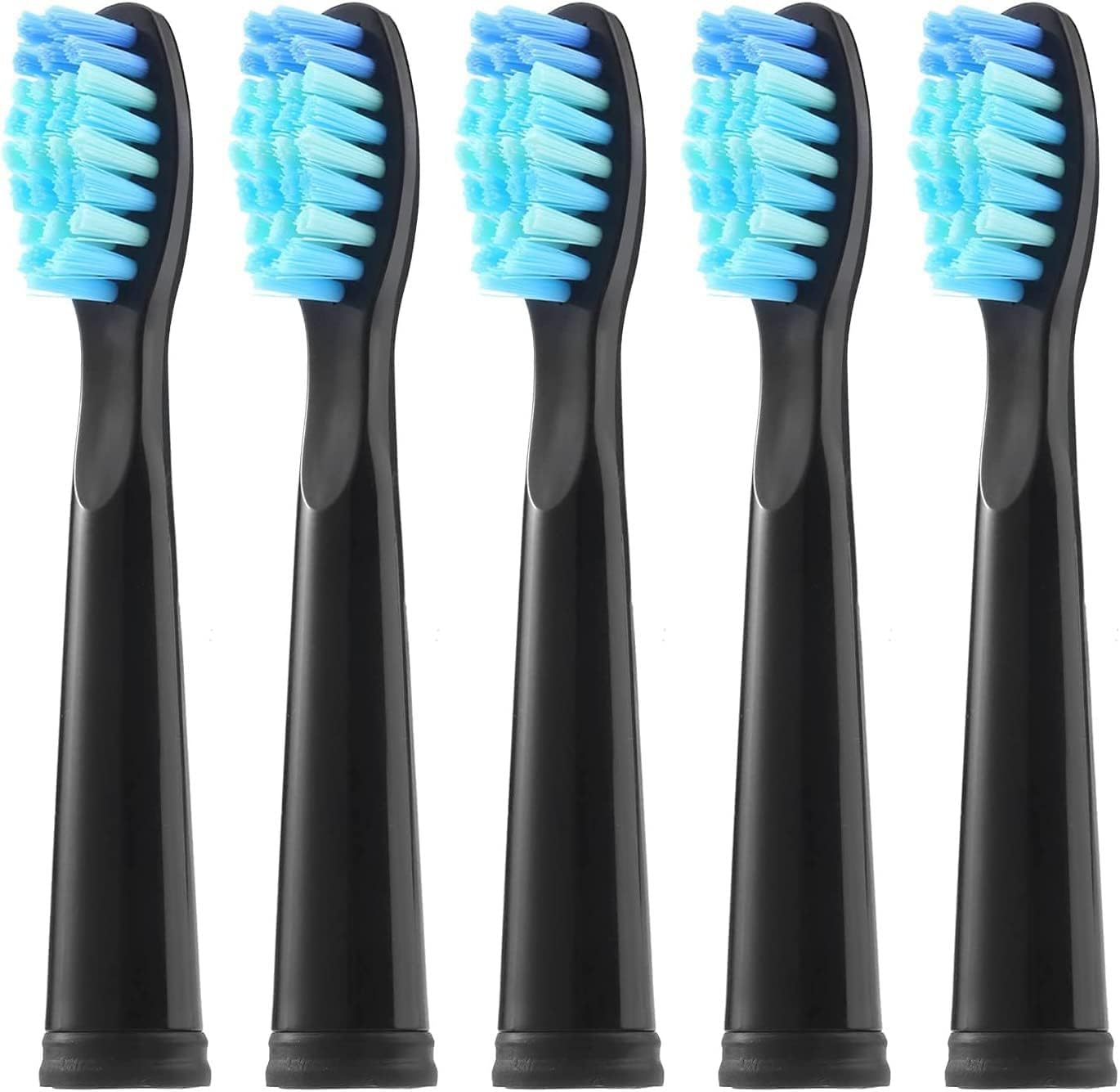 Dada-Tech Electric Toothbrush Replacement Heads for DT-22 - Pack of 5 (Pure Black Soft)