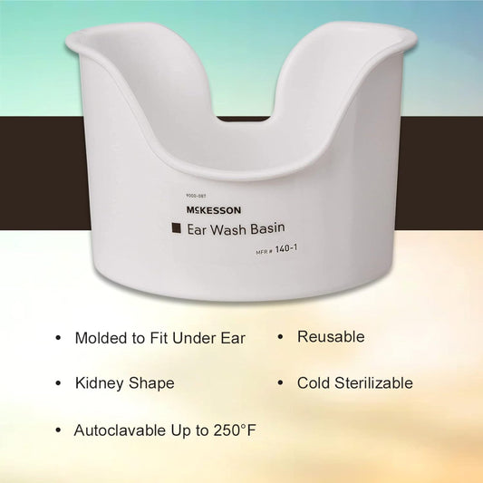 McKesson Ear Wash Basin, Wax Removal Basin Compatible with All Types of Ear Wash Systems, 1 Count, 12 Packs, 12 Total