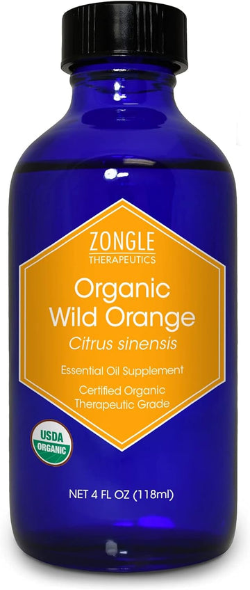 Organic Orange Essential Oil By Zongle – 100% Pure Natural, Therapeutic & Food Grade For Wood, Baking, Furniture, Cleaning, Diffuser, Cocktails – 4 Oz