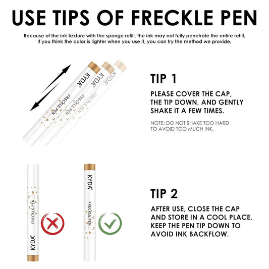 Kyda 2 Pcs Freckle Makeup Pen, Natural Lifelike Freckle Makeup Pen Magic Color, Waterproof Longlasting Soft Dot Sopt, For Natural Effortless Sunkissed Make Up-Light Brown
