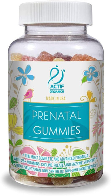 Actif Prenatal Gummies With 27+ Organic Vitamins And Organic Herbal Blend - Non-Gmo, 100% Vegetarian, 90 Count, Made In Usa