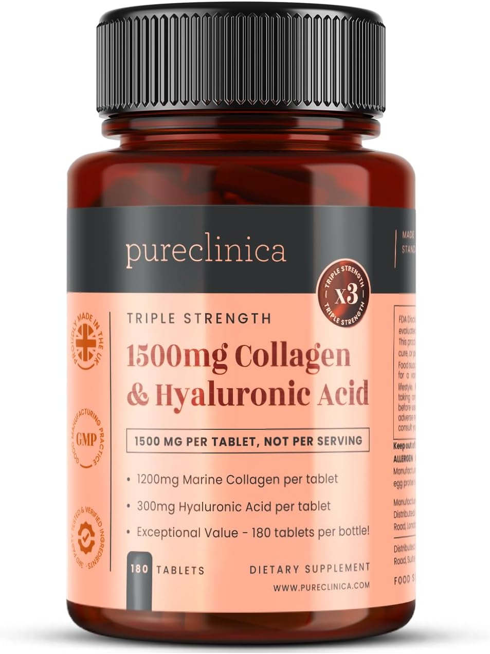 Ultracoll Collagen & Hyaluronic Acid 1500Mg X 360 Tablets (2 Bottles Of 180)-1 Years Supply