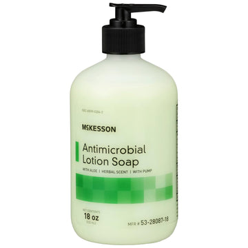 Mckesson Lotion Antimicrobial Soap Pump Bottle Herbal Scent 18 Oz. 53-28087-18 1 Ct