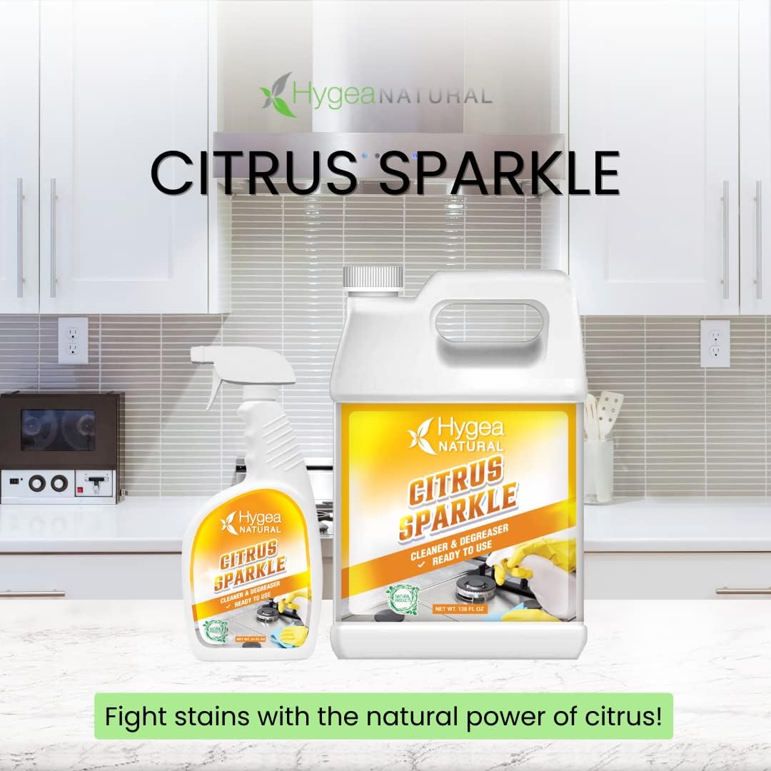 Hygea Natural Citrus Sparkle Non-toxic Citrus Orange heavy duty Degreaser and All purpose cleaner Pure Citrus Extracts & natural D-limonene- Removes grease, dirt, grime and more (Gallon ready to use) : Health & Household