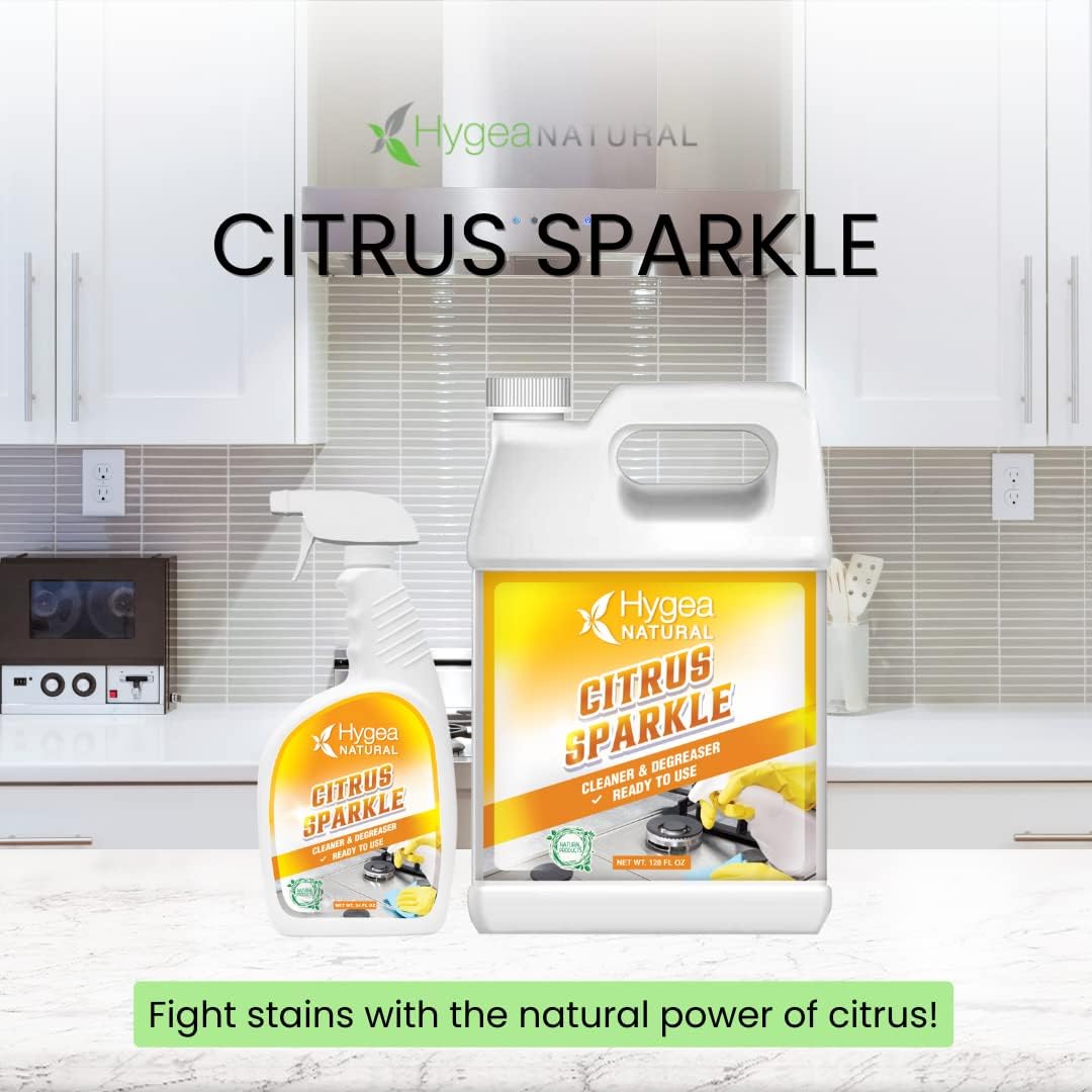 Citrus Sparkle Non-Toxic Citrus Orange Heavy Duty Degreaser & Cleaner Pure Citrus Extracts & Natural D-Limonene- Removes Grease, Dirt, Grime (Ready To Use 24Oz Spray + Refill)