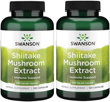 Swanson Shiitake Mushroom Extract (4:1) 500 Milligrams 120 Capsules (2 Pack)