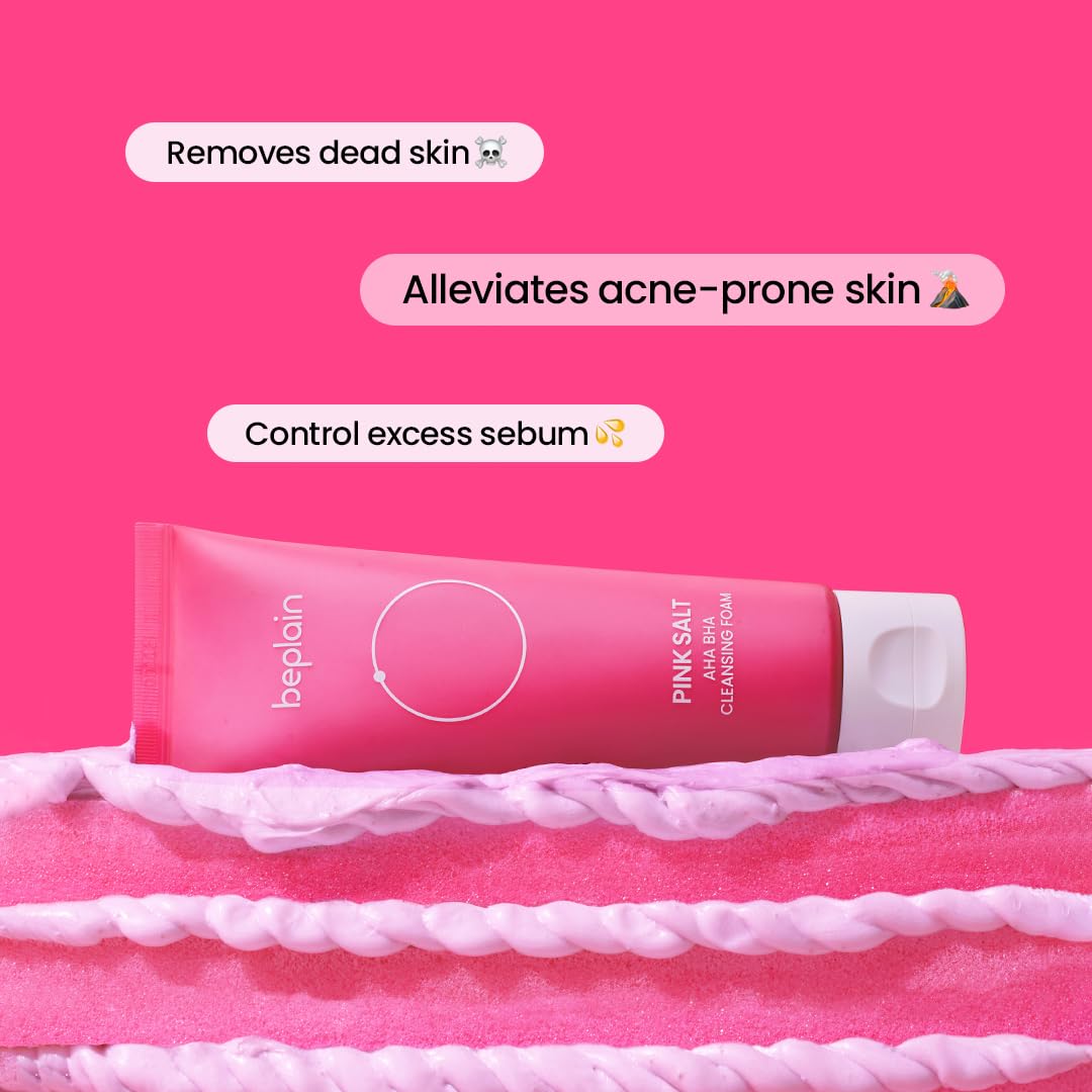 Beplain Pink Salt Aha Bha Cleansing Foam 120Ml With Enriched Pink Salt And Vegan Aha/Bha : Beauty & Personal Care