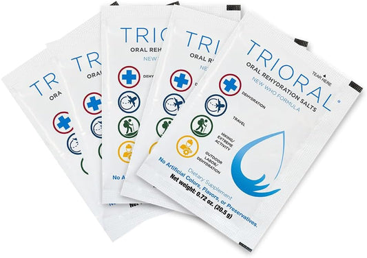 Trioral Rehydration Electrolyte Powder - Who Hydration Supplement Salts Formula - Combat Dehydration From Workouts, And Much More - 100 Drink Mix Packs