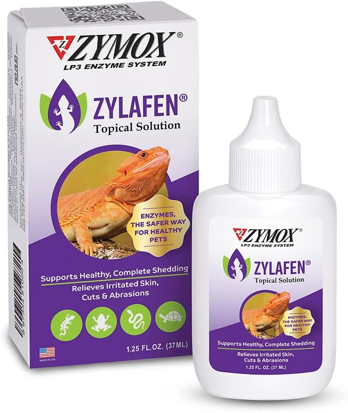 Zymox Zylafen Topical Solution For Reptiles, 1.25 Oz. – Supports Healthy, Complete Shedding For Lizards, Snakes, Turtles & Frogs – Soothes Irritated Skin: Abrasions, Wounds, & Abnormal Shedding