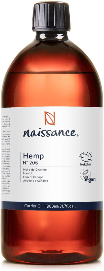 Naissance Cold Pressed Hemp Seed Oil (No. 206) - 900ml - Natural Moisturiser for Skin, Face, Beard, Nails, Hair, Body, Scalp