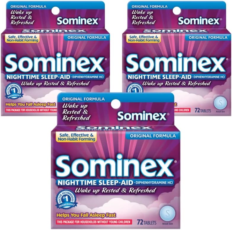 Sominex Nighttime Sleep-Aid, Maximum Strength Formula, Single Dose, 72 Tablets - Pack Of 3