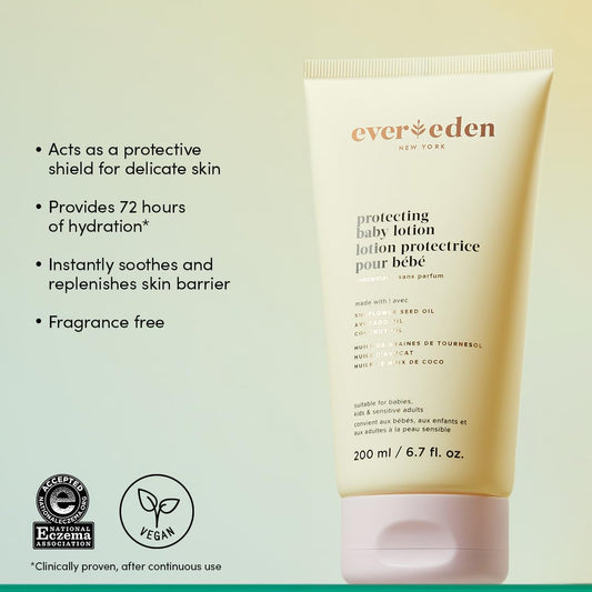 Evereden Moisturizing Baby Lotion For Newborn 6.7 Oz. | Lightweight & Non-Greasy Toddler Lotion | Clean & Gentle Baby Care | Non-Toxic & Fragrance Free | Made With Clean Ingredients