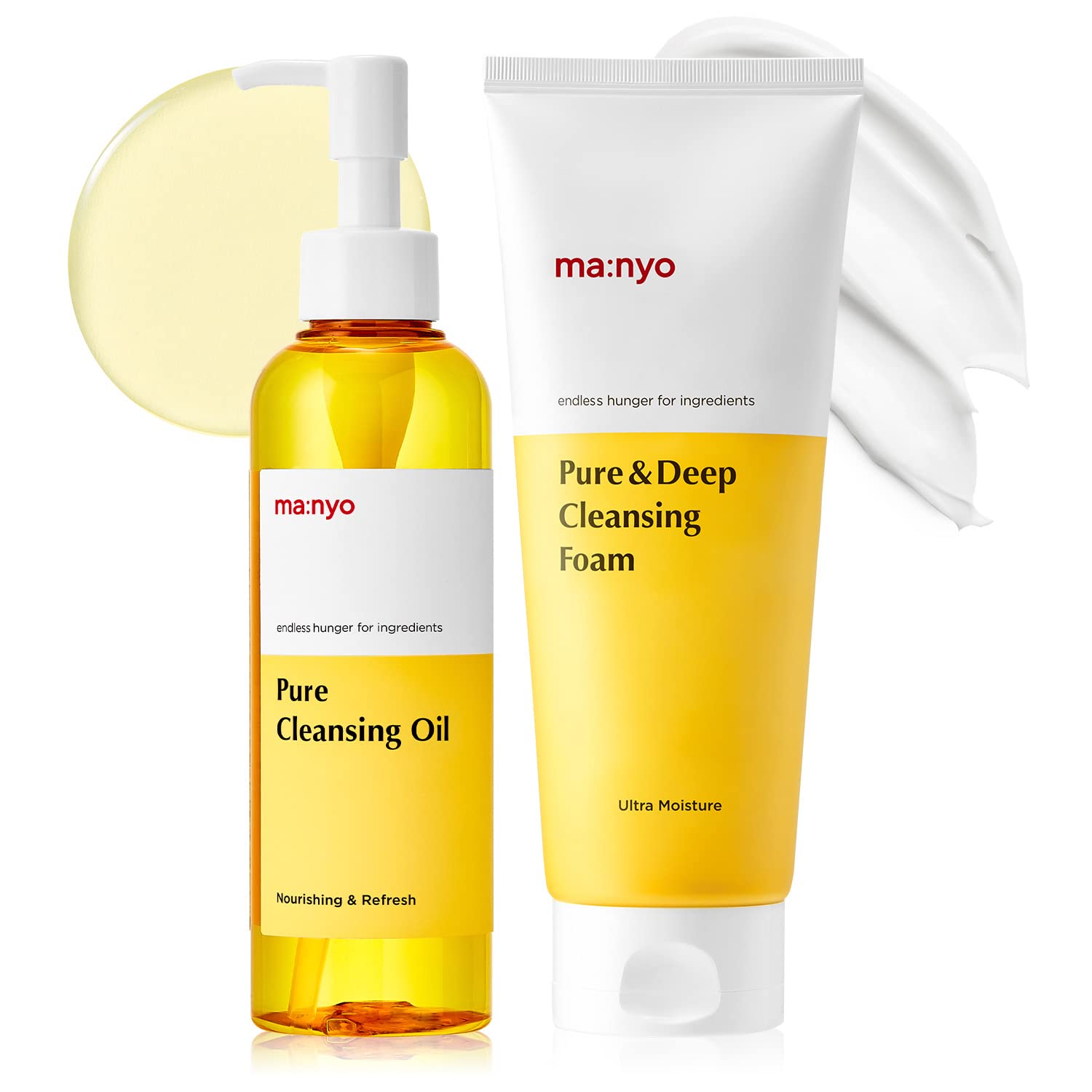 Ma:Nyo Double Cleanse Set -Pure Cleansing Oil 6.7Fl Oz + Pure & Deep Cleansing Foam 6.7Fl Oz Korean Facial Cleanser, Blackhead Melting, Daily Makeup Removal With Argan Oil