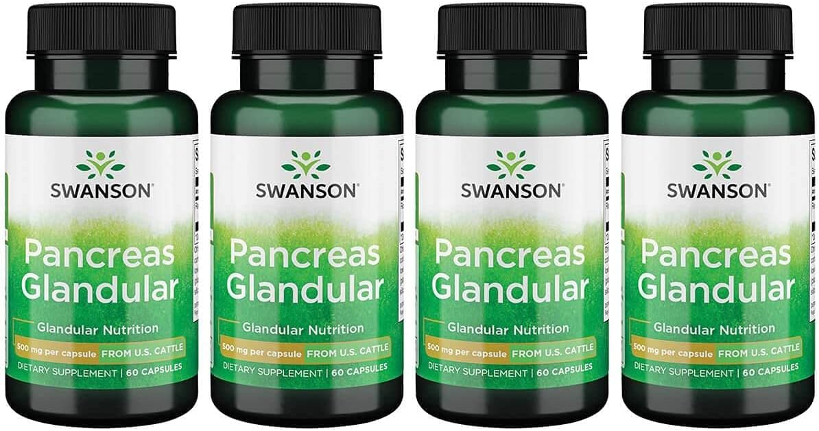 Swanson Raw Pancreas Glandular 500 Milligrams 60 Capsules (4 Pack)