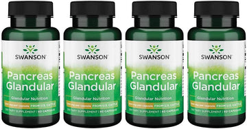 Swanson Raw Pancreas Glandular 500 Milligrams 60 Capsules (4 Pack)