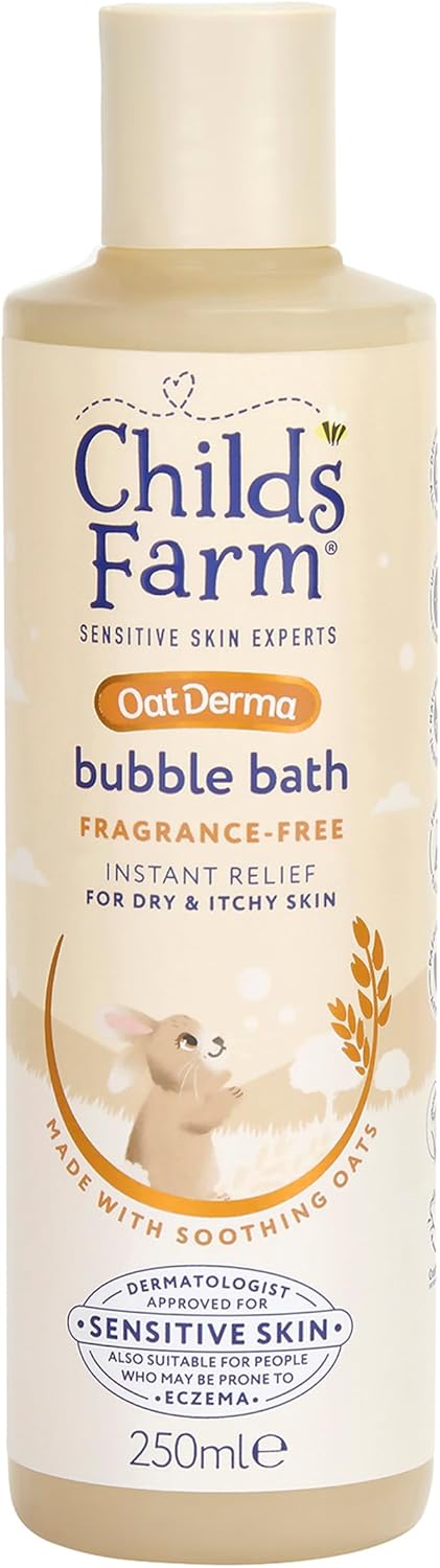 Childs Farm Oatderma Bubble Bath, Fragrance Free, Soothing Hydration For Sensitive Skin, Baby, 250Ml